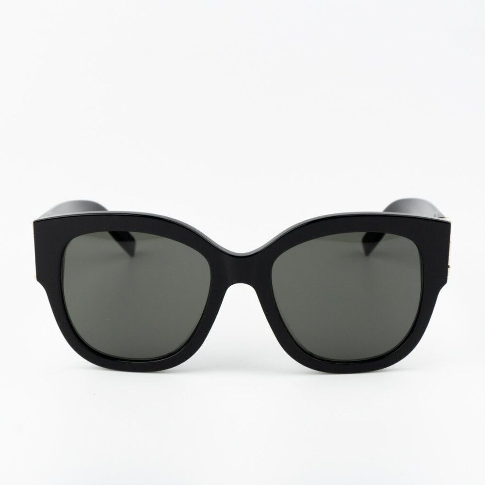 NEW Saint Laurent SLM95/F 001 Black Grey Oversized Cat Eye Women Sunglasses - Picture 3 of 13